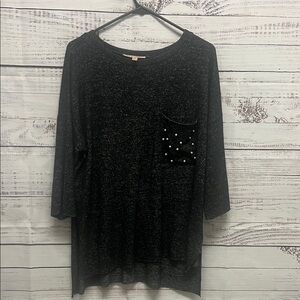 Philosophy Women's Black Top with Pearl Detail Pocket